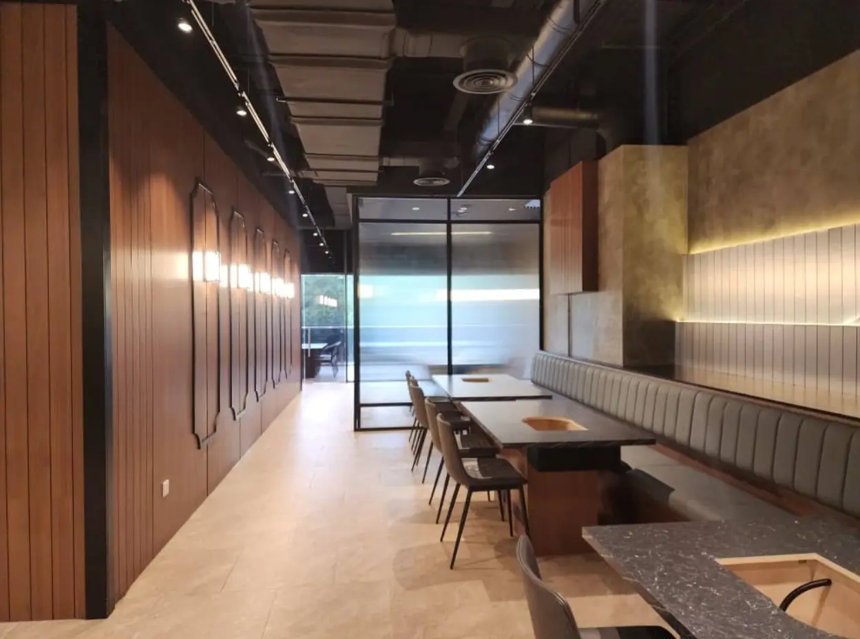 GOSANCHON — dining room and banquettes and private dining wall